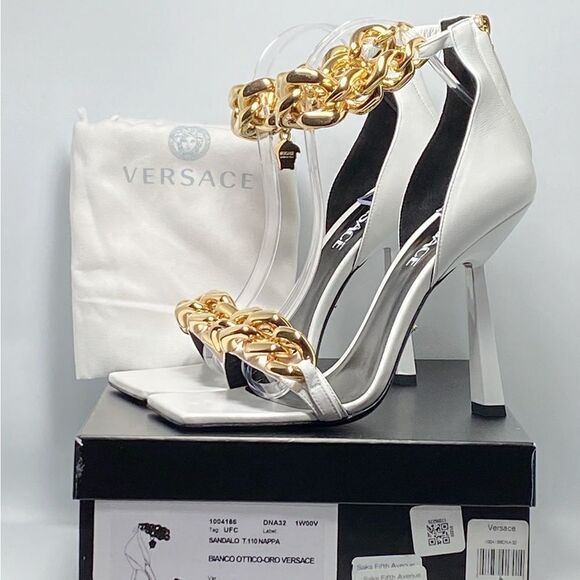 Versace Chain & Leather High-Heel Sandals size 39 - Picture 11 of 13